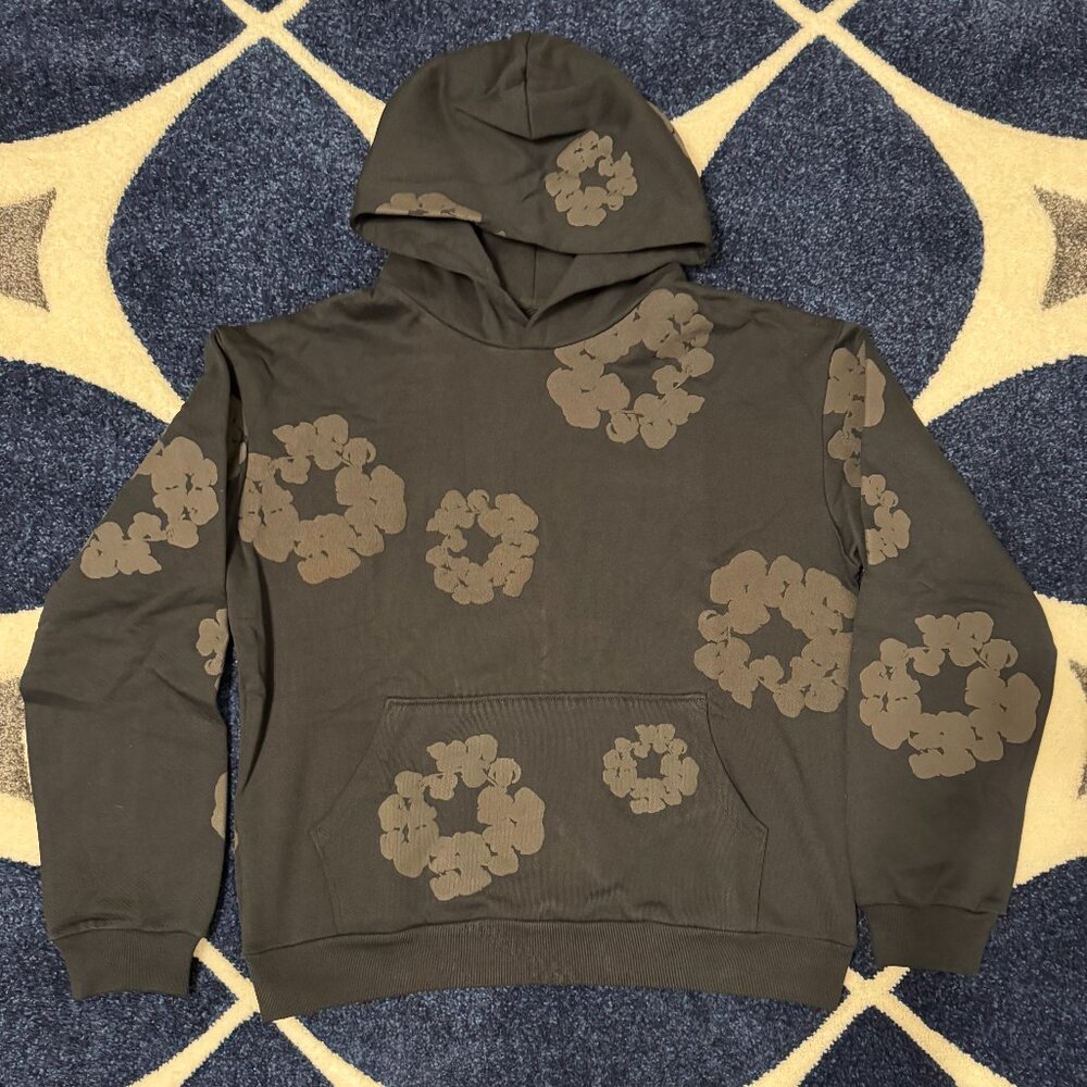Denim Tears The Cotton Wreath Black Monochrome Hoodie Men’s Size S M or L